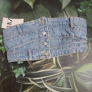DENIM BANDEAU TOP